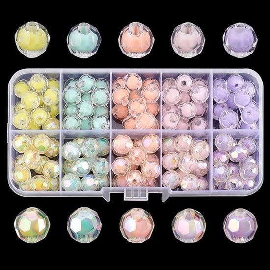 Acquario rotondi per capriati - 120 pezzi - Facetrand - 9,5 mm - Capriati artigianali - Trecce capelline - Cordoncini per telefono - Adatto a diverse attività artigianali - Acquario trasparente opalescente