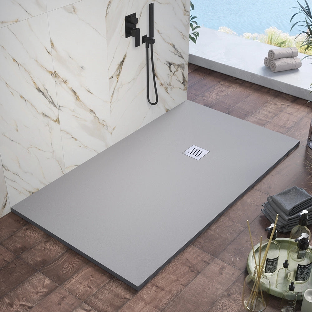 Piatto doccia 80x160cm in marmoresina grigio effetto pietra | Kos