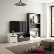 Mobile TV, Soggiorno, 260x35x186cm, Per TV fino a 65", Set di mobili, Bianco e nero RF2544