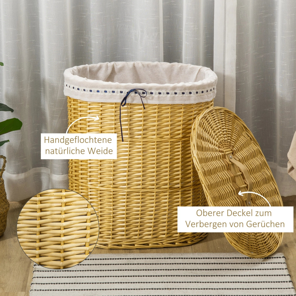 Cesto portabiancheria in vimini con coperchio e manici ¨C Xylo ¨C Naturale con sacco removibile
