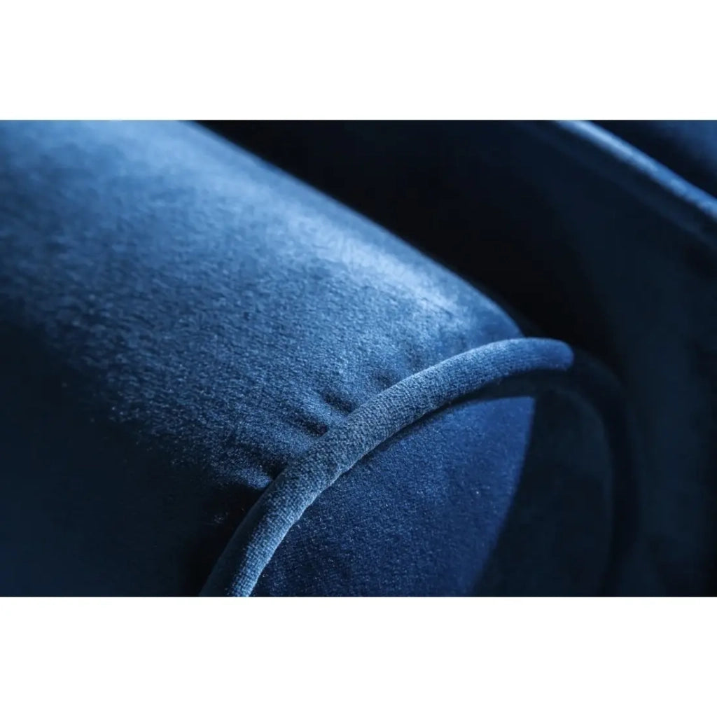Divano ad angolo reversibile KOLIRI blu – Divano di design in velluto con pouf abbinato