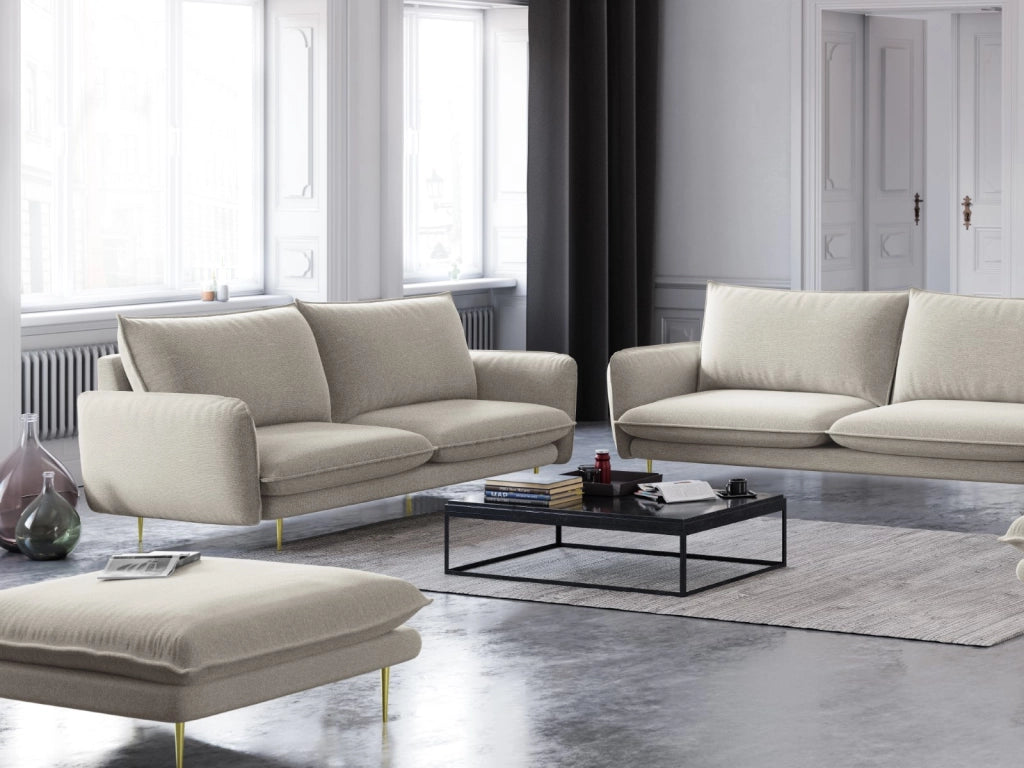Cosmopolitan Design - Divano "Vienna" 2 posti in tessuto strutturato beige chiaro 