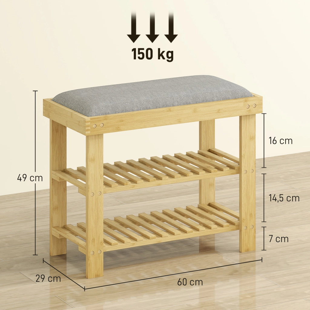 Panca portascarpe con seduta ¨C Xylo ¨C bamb¨´ grigio 60x29x49 cm