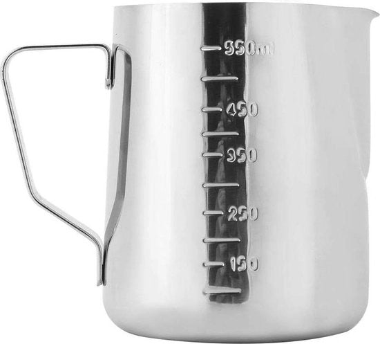 Coppa per latte art con manico spesso - tazza in acciaio inox resistente alle abrasioni - 550ml