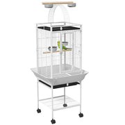 Gabbia per Uccelli con Ruote ¨C Xylo ¨C Voliera con Supporto e Vassoio Scorrevole 62,5x62,5x156cm Bianco