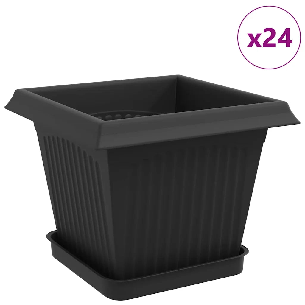 Fioriere | Cassetta per fiori | Vasi per Piante 24 pz Nero 20 x 20 x 16 cm Plastica