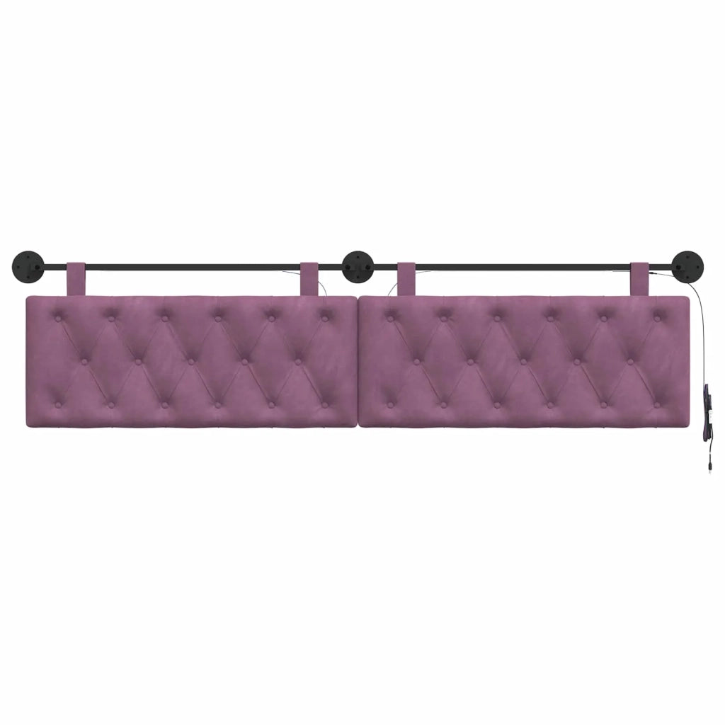 Testiera sospesa Con luce LED Viola Velluto 3424735