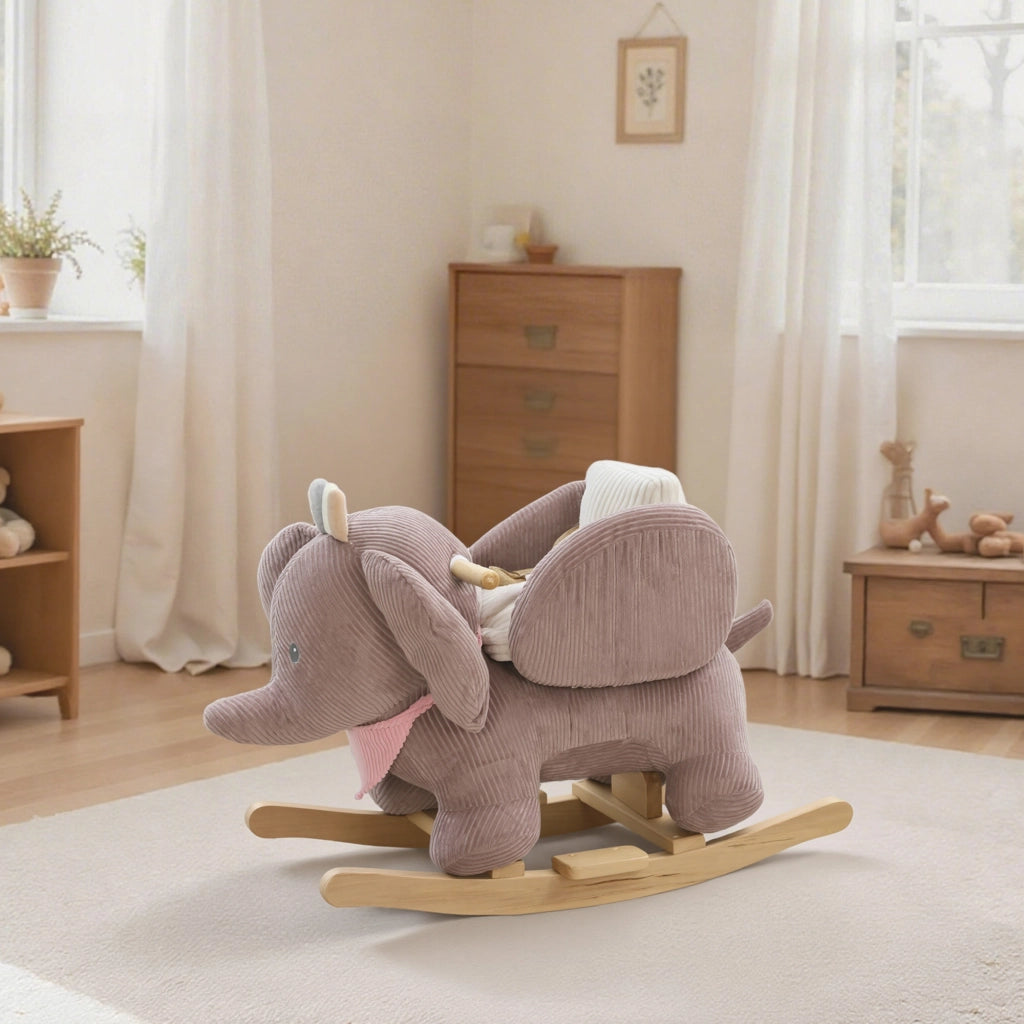 Dondolo per Bambini con Suono e Cintura di Sicurezza ¨C Minimal ¨C Legno Naturale
