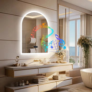 Specchio da bagno Bluetooth con illuminazione di retroproiezione LED, regolabile, senza nebbia, illuminazione per il trucco
