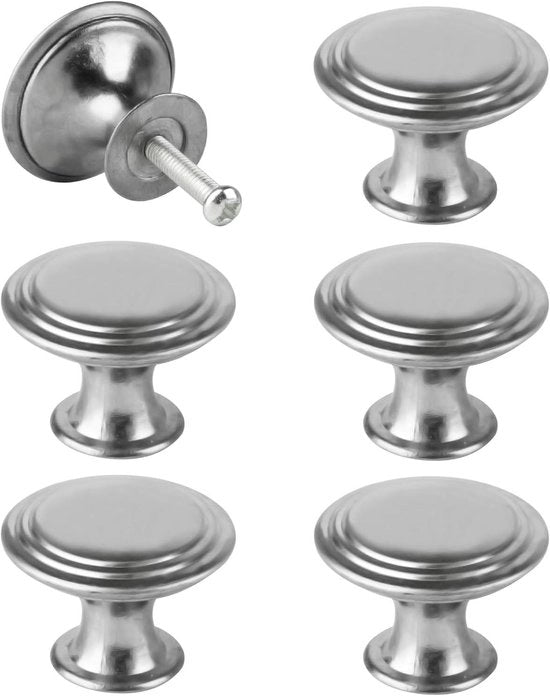 Pomelli a maniglia premium vintage 6 pezzi argento 30 mm - Maniglie per mobili laccio - Maniglie per armadi maniglie per cassetti - Maniglie per cassetti rotondi - Mobili commode armadi guardaroba
