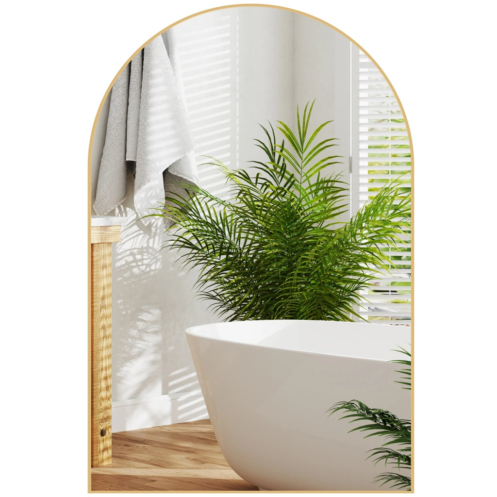 Specchio da parete ad arco ¨C Xylo ¨C Cornice in lega alluminio oro 60x90cm