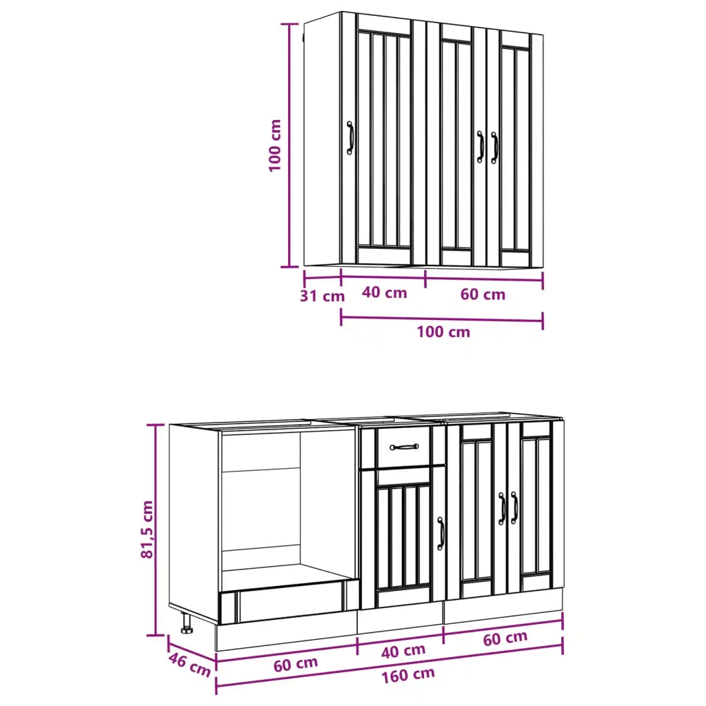 Unità Cucina LUCCA 5 pcs Bianco 3438265