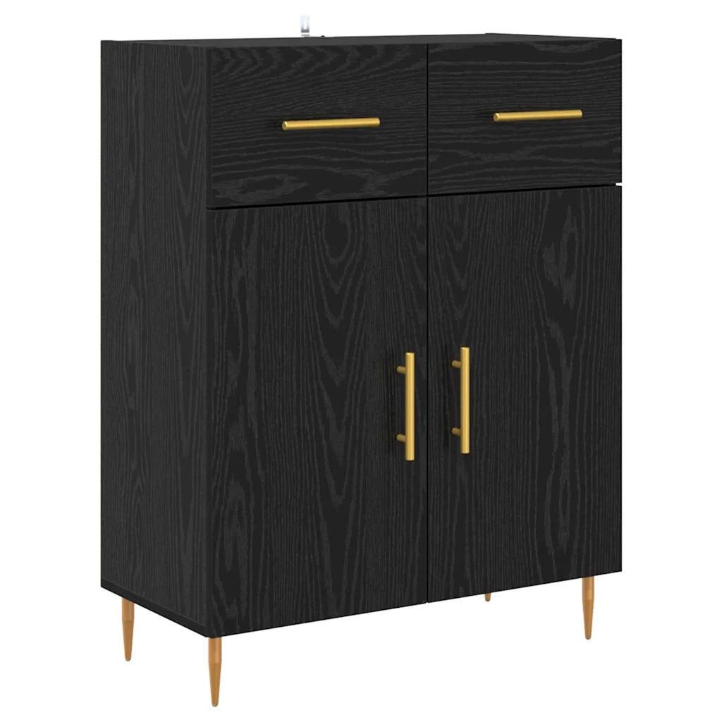 Credenza-Buffet-Armadio da cucina Rovere Nero 69,5 x 34 x 180 cm Legno multistrato 697117