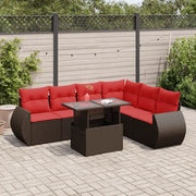 Set Divani Giardino 7 pz con Cuscini Marrone Polyrattan Acacia 3326655