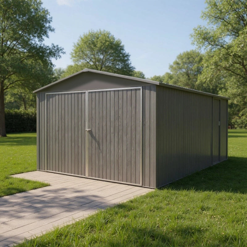 Garage in metallo â€“ EFFETTO LEGNO INVECHIATO â€“ 18,24 mÂ²