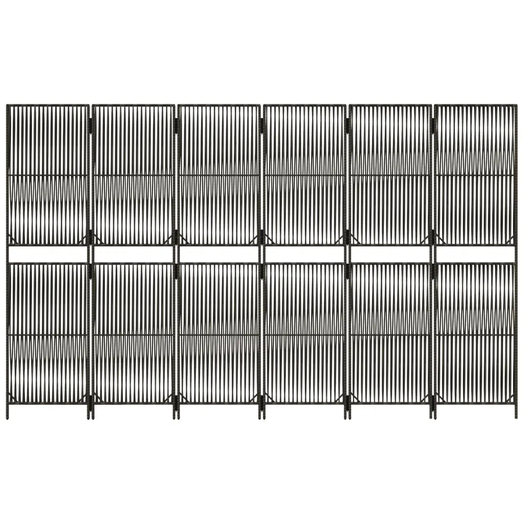 Divisorio per Ambienti | Divider per stanze | Paravento a 6 Pannelli Grigio in Polyrattan
