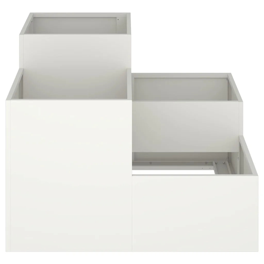 Fioriera rettangolare moderna per giardino 100 x 100 x 60 cm stile chic acciaio bianco 02_0052075