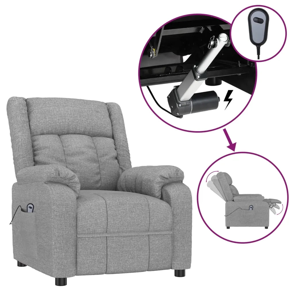 Poltrona Elettrica Reclinabile Grigio Chiaro in Tessuto 3143567
