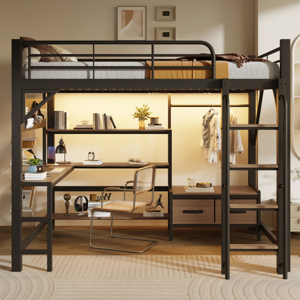letto a castello mdf metallo nero 140 x 200 cm