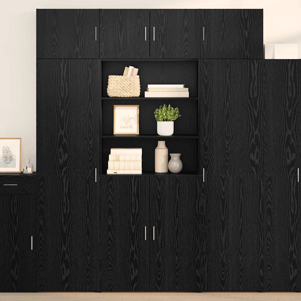 Credenza | Madia | Buffet da pranzo | Armadio da pranzo Rovere Nero 80 x 42,5 x 185 cm Legno multistrato