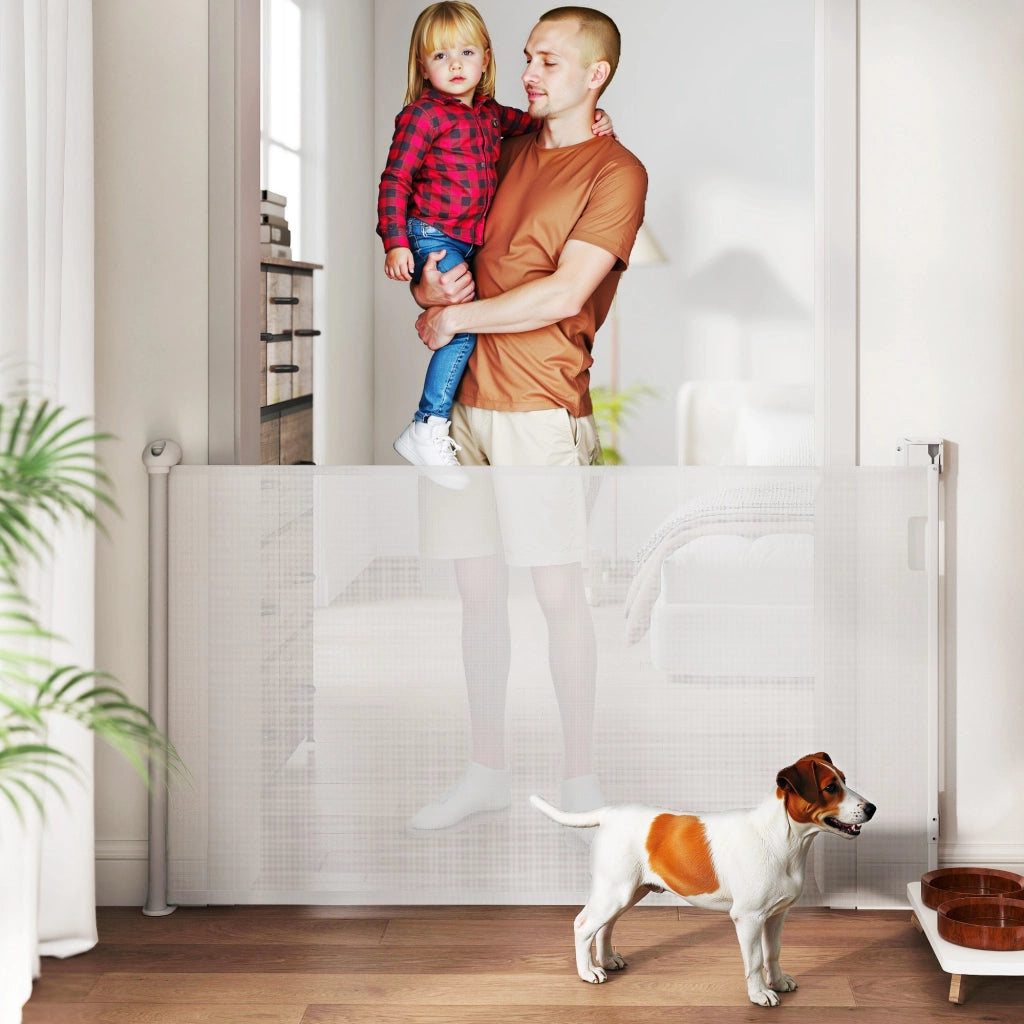 Barriera Retrattile per Cani 0-140 cm ¨C zephmum ¨C Bianco