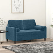 Divano a 2 Posti con Cuscini-Sofa 2 Posti con Cuscini Blu 120 cm in Velluto 268786