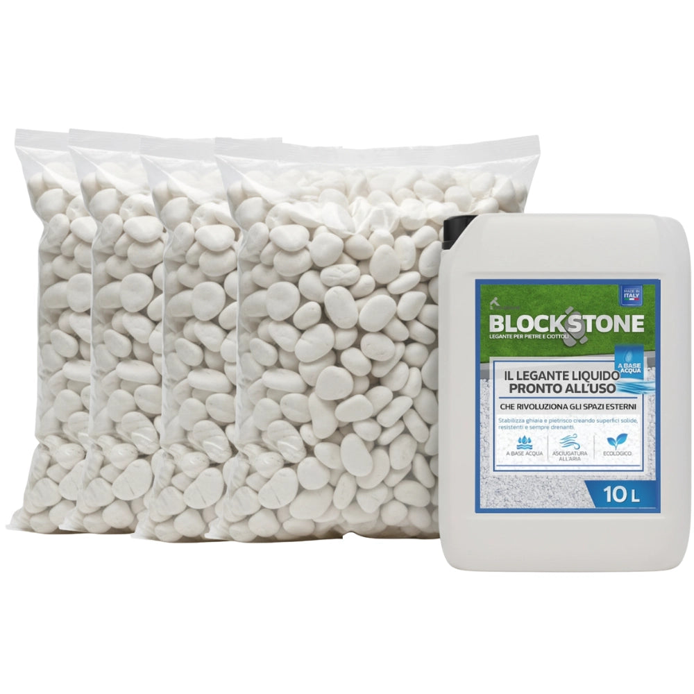 Kit stabilizzazione ciottoli 4 sacchi da 25 kg con legante formato 10 l *** misura 40/60, confezione 1