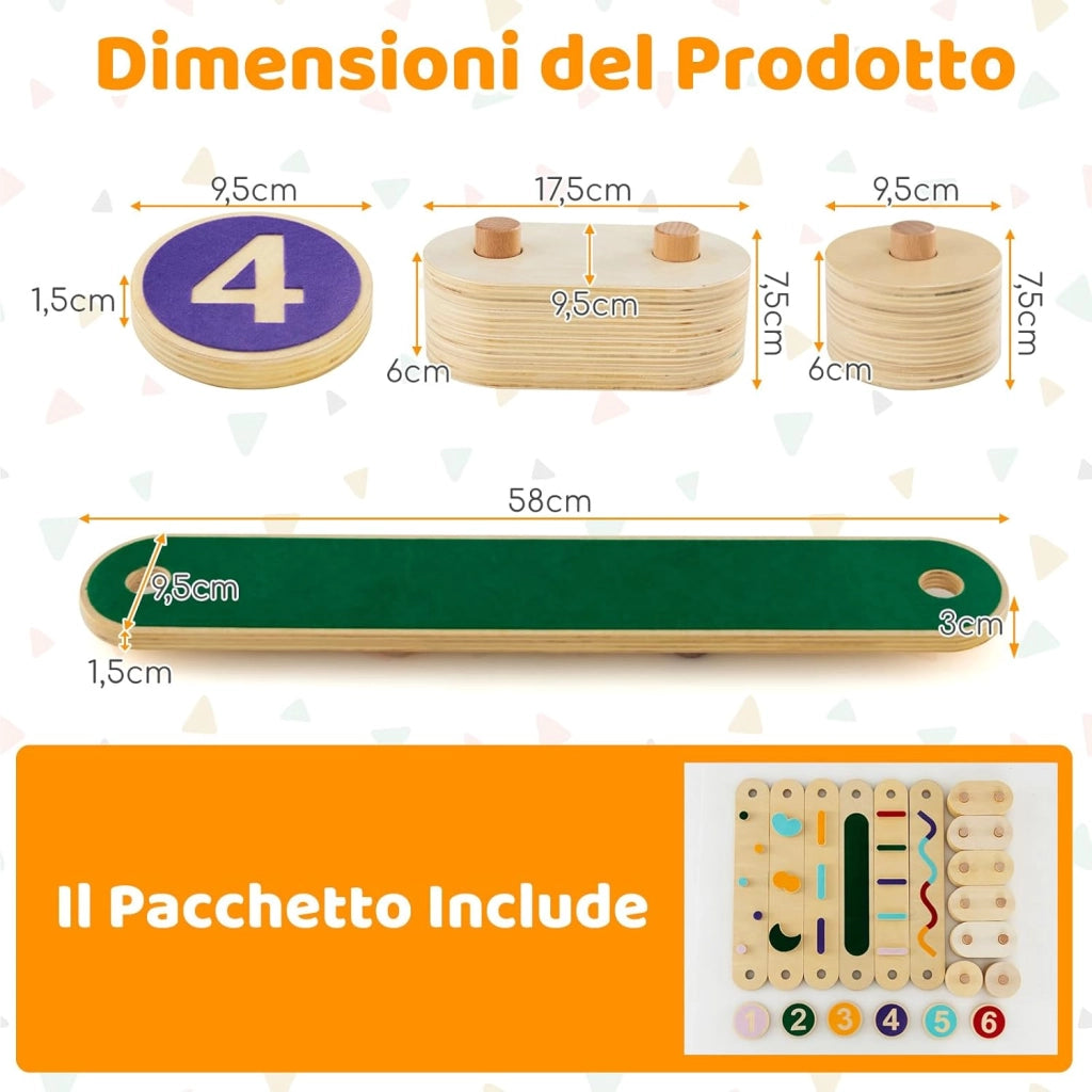 Trave di Equilibrio per Bambini, Giocattoli Montessori in Legno con Pietre di Passaggio, per Allenamento Sensoriale e Bilanciamento per Bambini 1 Anni+