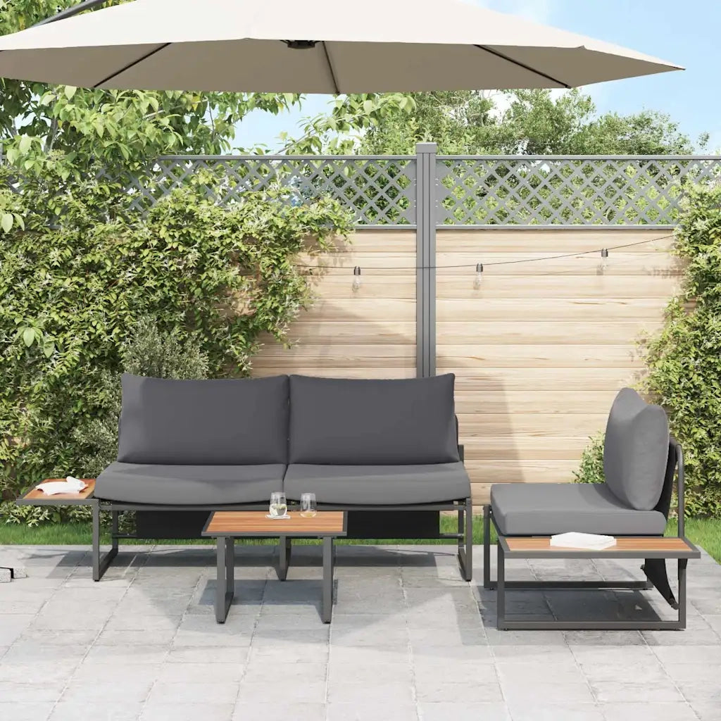 Set da Pranzo per Giardino 3 pz | Set Salotto da Giardino Antracite Acciaio
