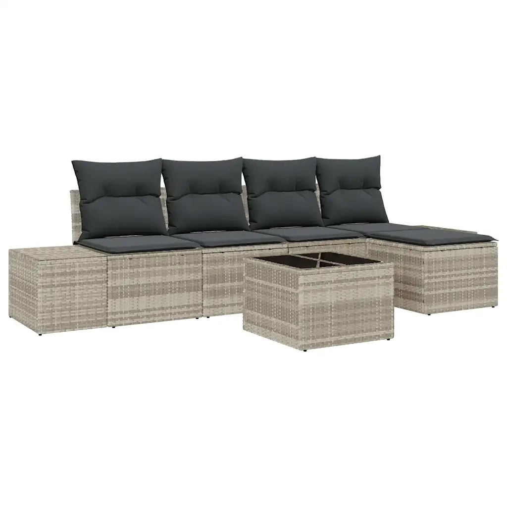 Set Divano da Giardino 5 pcs Grigio chiaro polyrattan 3355701