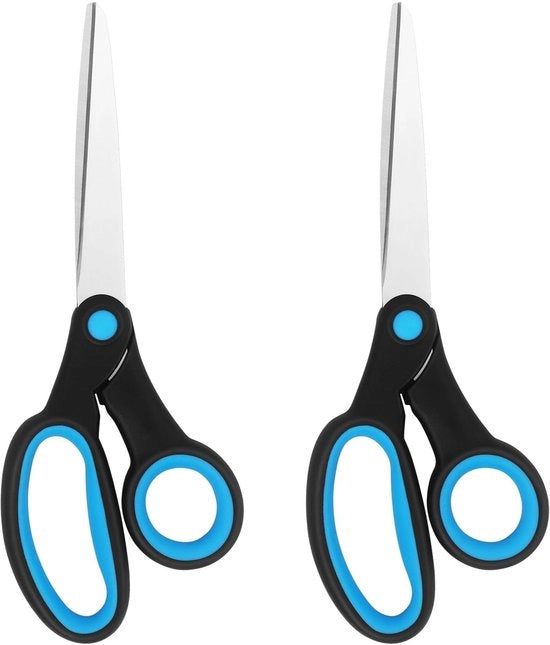 Schiacciafissi a mano sinistra - 2 pezzi - 20 cm - Set di forbici in acciaio inossidabile - Manico ergonomico - Leggero - Adatto per uso domestico/scuola