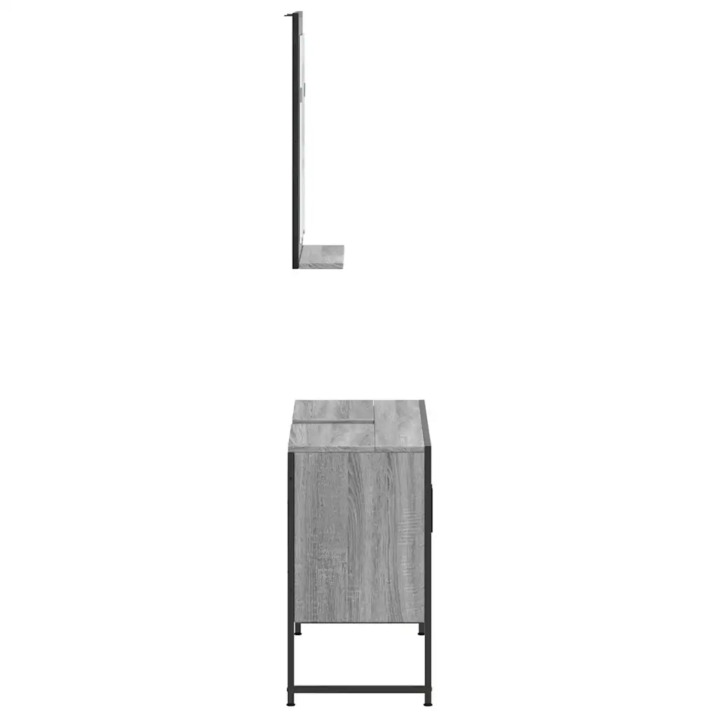 Set Mobili da Bagno | Armadio da bagno 2 pz Grigio Sonoma in Legno Multistrato