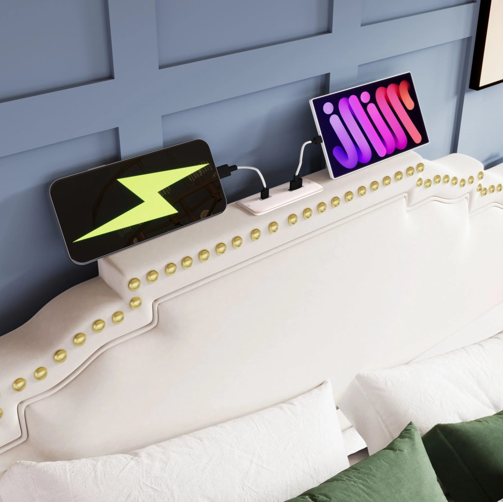 Letto matrimoniale 180x200 con 4 cassetti, LED e porte USB-C