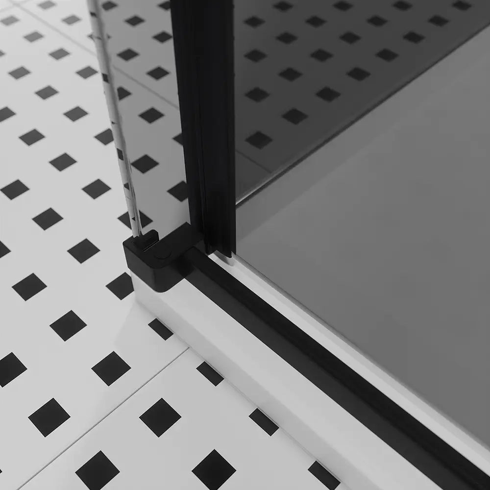 Box doccia 90x140 cm scorrevole vetro 8mm fumé profili nero opaco h195cm | Creta