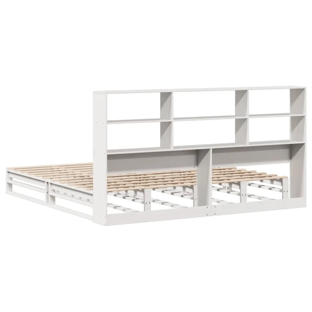 Letto Libreria senza Materasso Bianco 180x200 cm Legno Massello 3323930