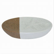 Trade Shop - Piattino Portasapone Saponetta Bianco Decoro Marino Con Righe Marroni Bagno 79270 -