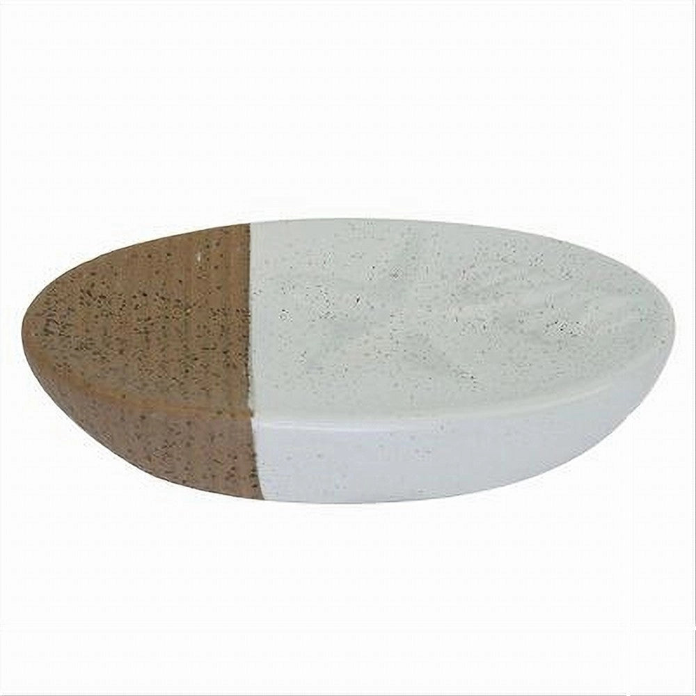 Trade Shop - Piattino Portasapone Saponetta Bianco Decoro Marino Con Righe Marroni Bagno 79270 -