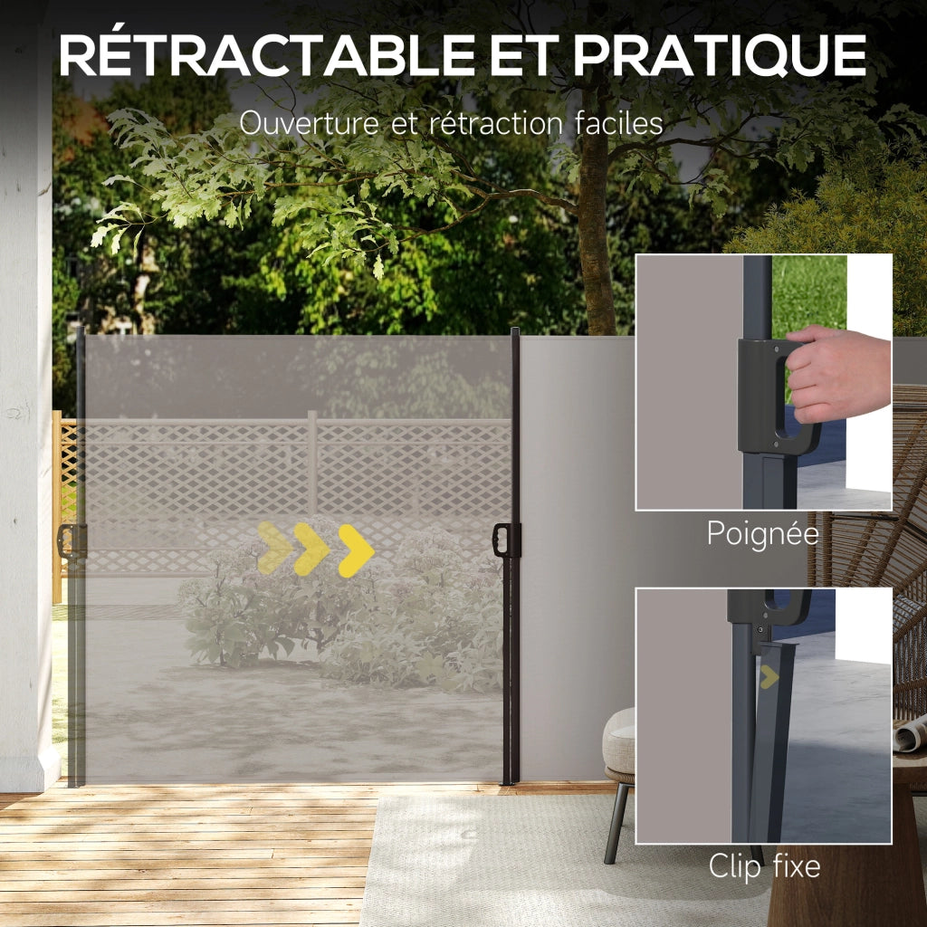 Paravento Rettrattile ¨C Zephmum ¨C Grigio 3x1.4m Polyester Anti UV