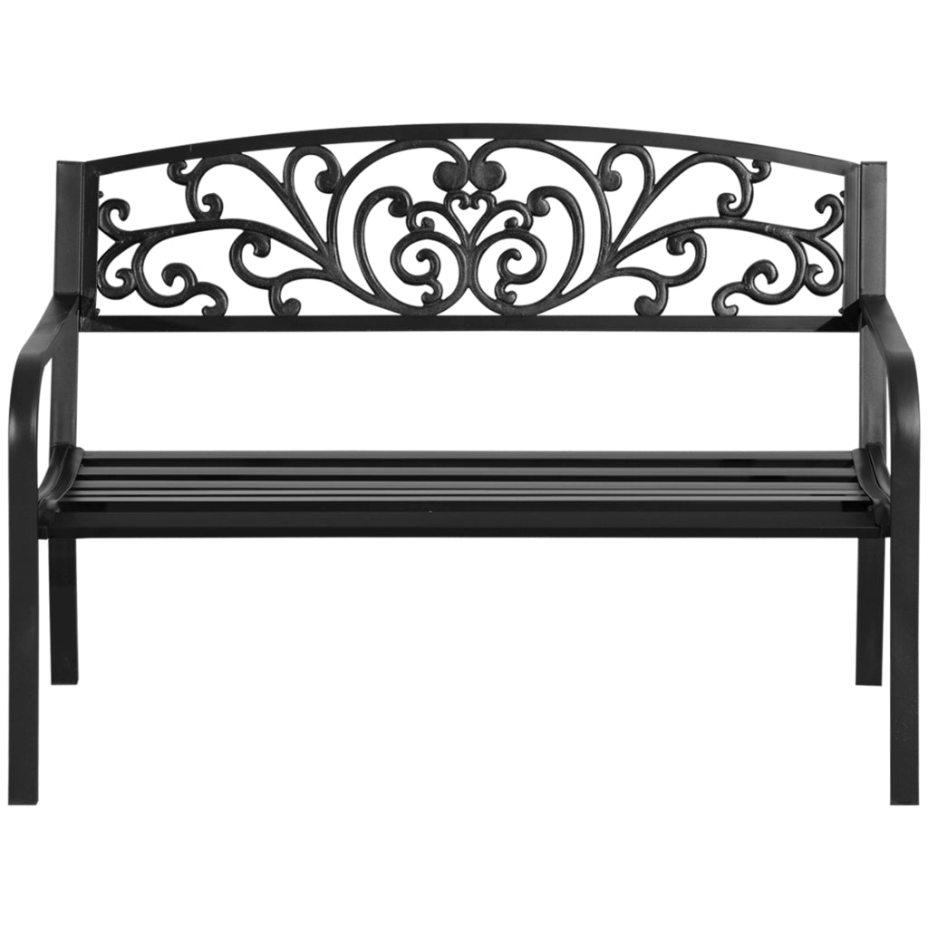 Panchina da Giardino ¨C Zephmum ¨C Acero Fuso Nero 2 Posti 127x60x87 cm
