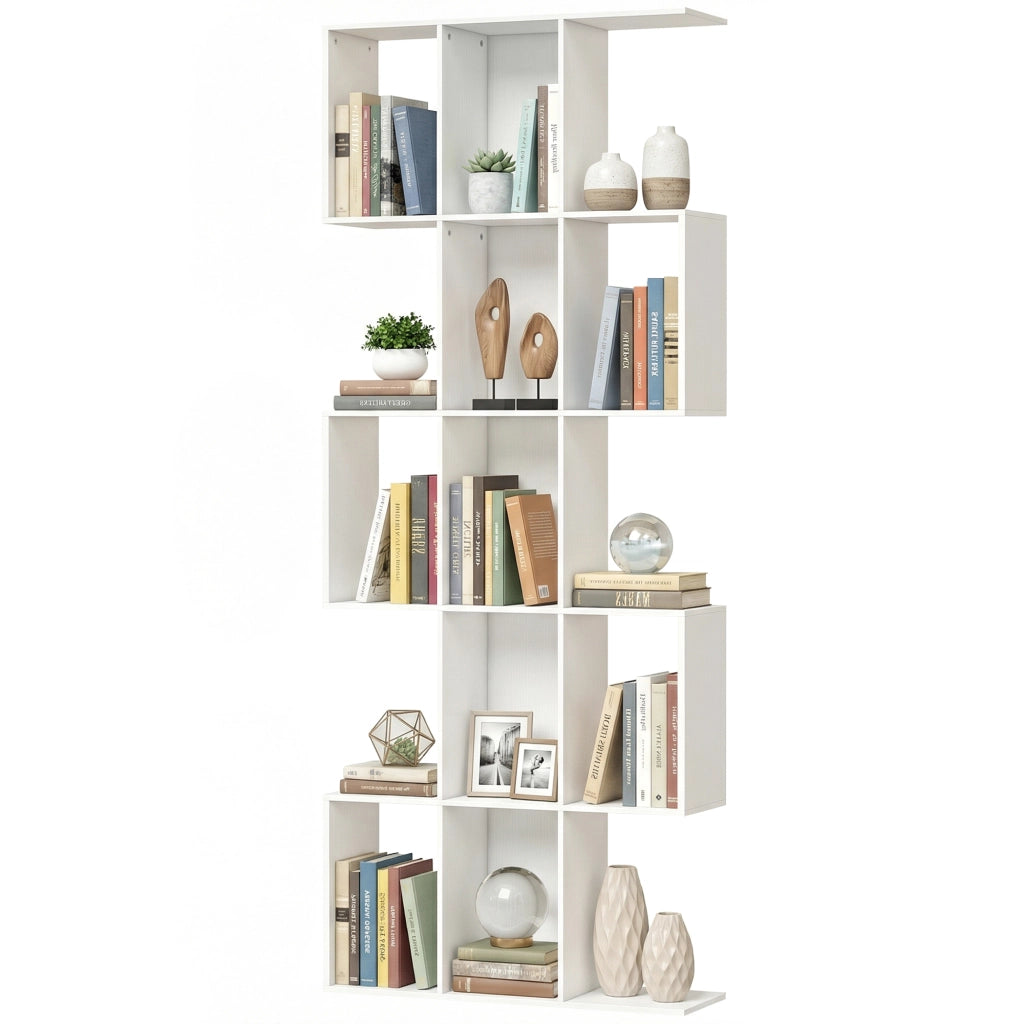 Libreria a S 5 Livelli ¨C Xylo ¨C Legno Bianco 80x24x200 cm