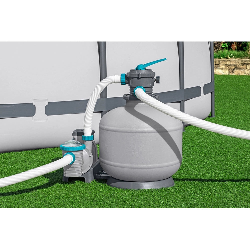Trade Shop - Pompa Di Filtraggio A Sabbia Con Timer Manometro 11.355l/h Per Piscine Fuori Terra 58486 -