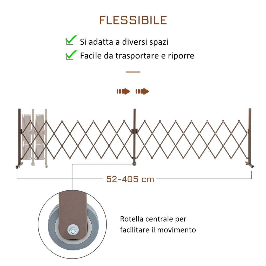 Recinzione Estensibile Autoportante ¨C zephmum ¨C Acciaio Alluminio Marrone 52-405 cm