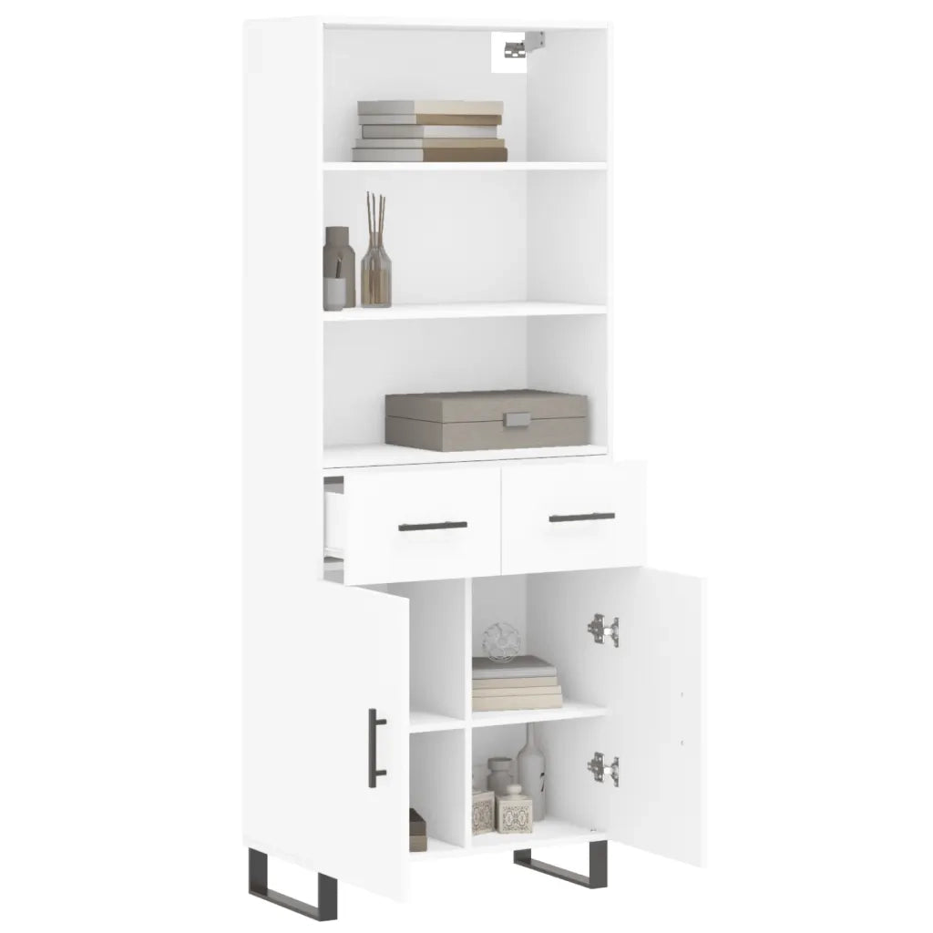 Credenza-Buffet-Armadio da cucina Bianca 69,5x34x180 cm in Legno Multistrato 891474