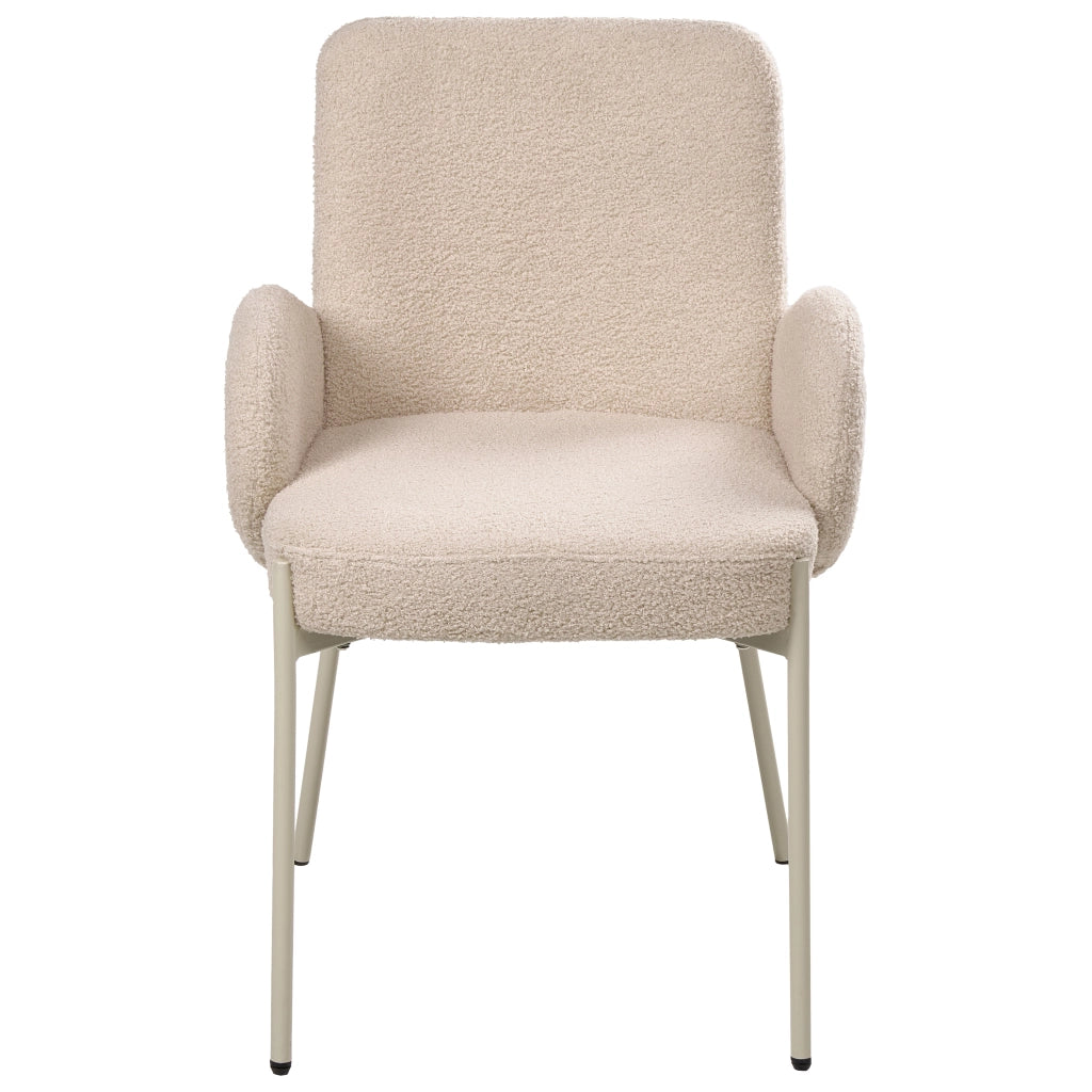 Sedia da sala da pranzo Rivestimento bouclé beige chiaro Base leggera Struttura in ferro Design retrò