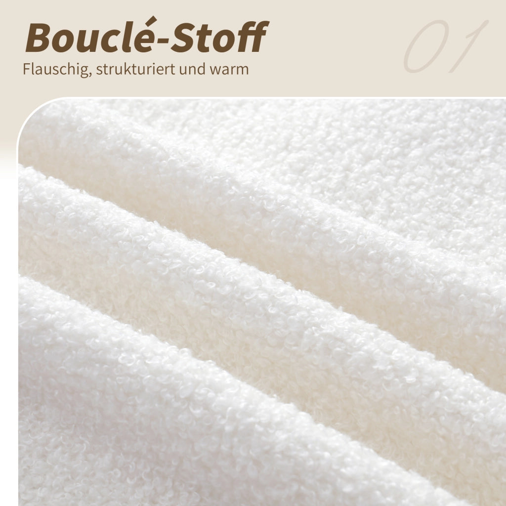 DESMIU Letto bambino 90 × 200 cm con contenitore idraulico, LED, senza materasso, in bouclé bianco