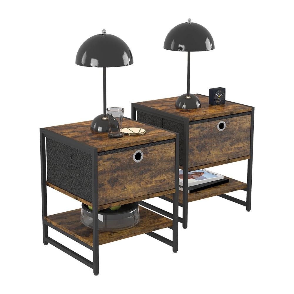 Vicco Comodino Rovere rustico 40 x 50 cm Set di 2
