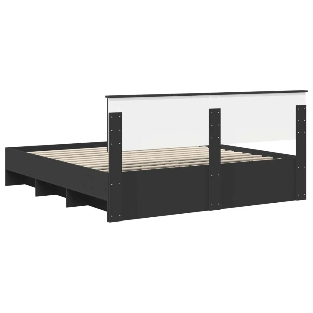 Struttura del letto-Giroletto Nero 180 x 200 cm Legno multistrato 568193