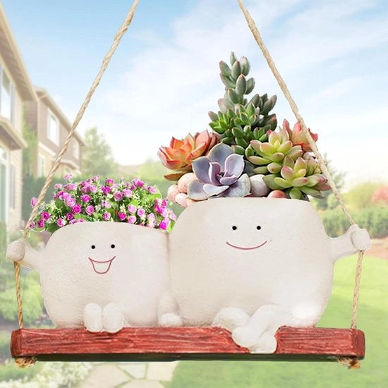 Vasi da fiori appesi con oscillazione Vasi da fiori appesi con sorriso Vasi da fiori appesi con sorriso facciale Tavoli di potatura per piante per decorazioni interne ed esterne
