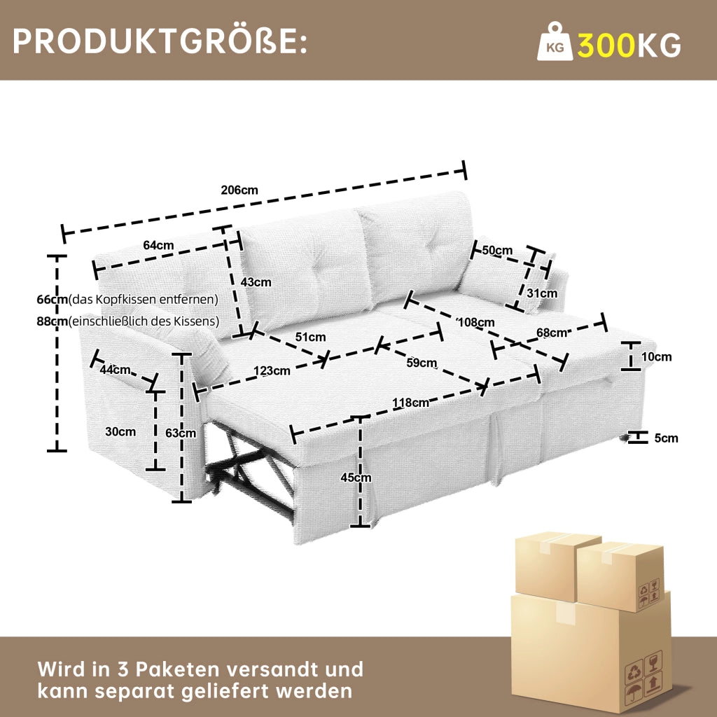 Divano Letto Angolare Reversibile con Contenitore, Corduroy, Grigio Chiaro