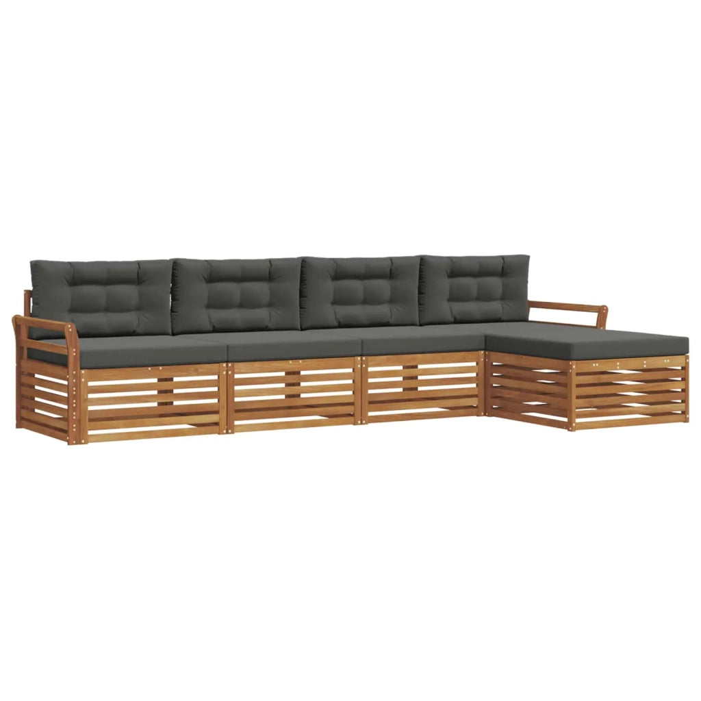 Set di divani da esterno con cuscino 5 pcs Naturale e Antracite 3373302